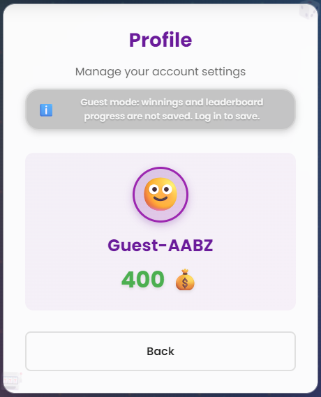 Player profile screen